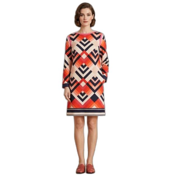 Eliza J Dresses & Skirts - Eliza J Women's NWOT Black Red Ivory Mod Geometric LS Short Shift Dress Size 4